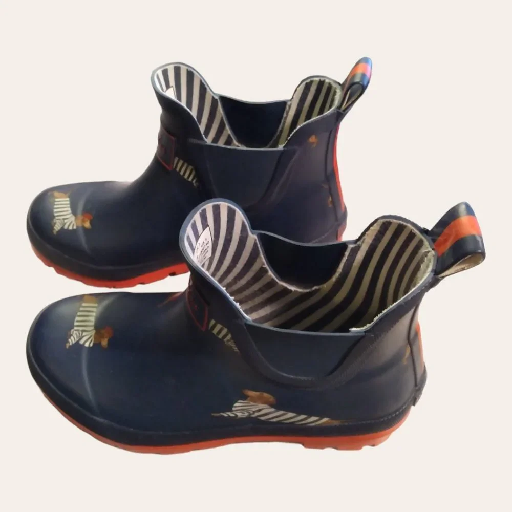 JOULES WELLIBOB Dachshund Dog Rain Boots Womans size 5 - Picture 2 of 11